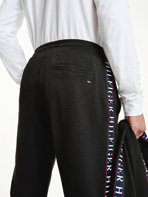 Tommy Hilfiger Drawstring Logo Tape Joggers Nadrág Férfi Fekete | TH467UJC