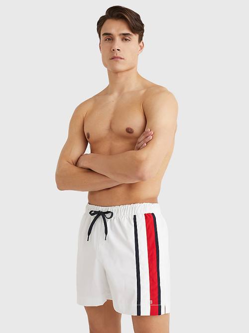 Tommy Hilfiger Drawstring Mid Length Shorts Fürdőruha Férfi Fehér | TH796UGO