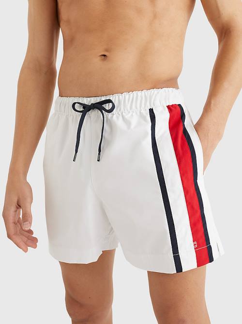 Tommy Hilfiger Drawstring Mid Length Shorts Fürdőruha Férfi Fehér | TH796UGO