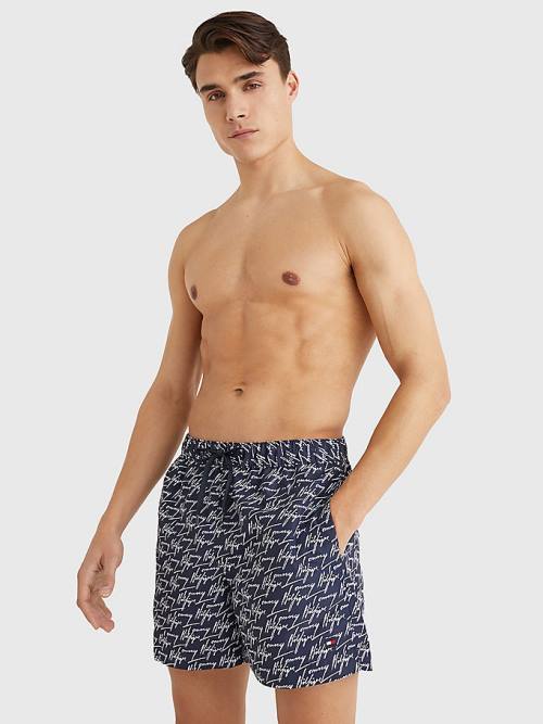 Tommy Hilfiger Drawstring Mid Length Shorts Fürdőruha Férfi Kék | TH930VJN