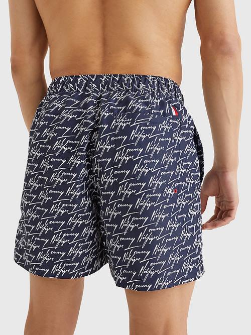 Tommy Hilfiger Drawstring Mid Length Shorts Fürdőruha Férfi Kék | TH930VJN