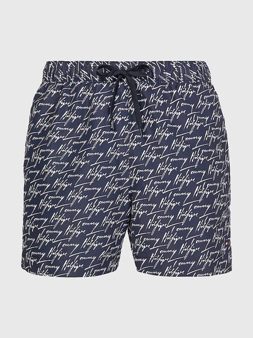 Tommy Hilfiger Drawstring Mid Length Shorts Fürdőruha Férfi Kék | TH930VJN