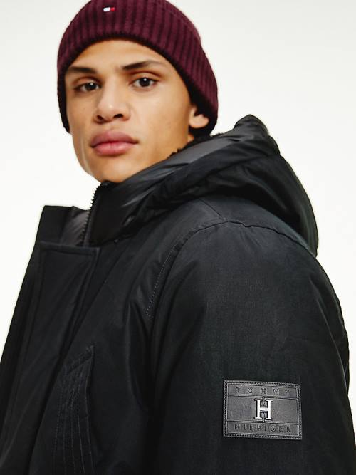 Tommy Hilfiger Dry Wax Filled Rockie Parka Dzseki Férfi Fekete | TH594WSN