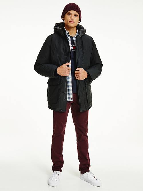 Tommy Hilfiger Dry Wax Filled Rockie Parka Dzseki Férfi Fekete | TH594WSN