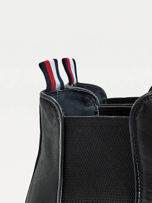 Tommy Hilfiger Elevated Bőr Chelsea Bakancs Férfi Fekete | TH702RGX