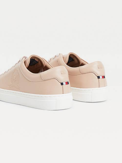 Tommy Hilfiger Elevated Crest Bőr Tornacipő Női Bézs | TH290IFK