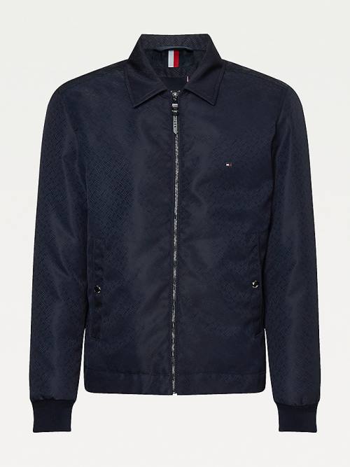 Tommy Hilfiger Elevated Flag Jacquard Zip-Thru Kabát Férfi Kék | TH749TMH