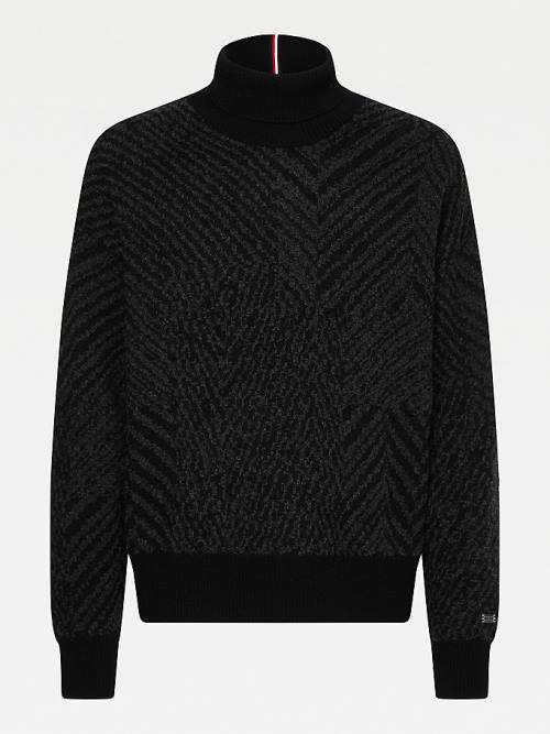 Tommy Hilfiger Elevated Herringbone Roll Neck Jumper Pulóverek Férfi Szürke | TH485GHN