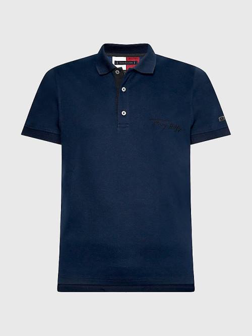 Tommy Hilfiger Elevated Interlock Slim Fit Póló Férfi Kék | TH291AOY