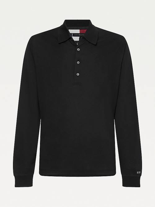 Tommy Hilfiger Elevated Long Sleeve Póló Férfi Fekete | TH624QPY