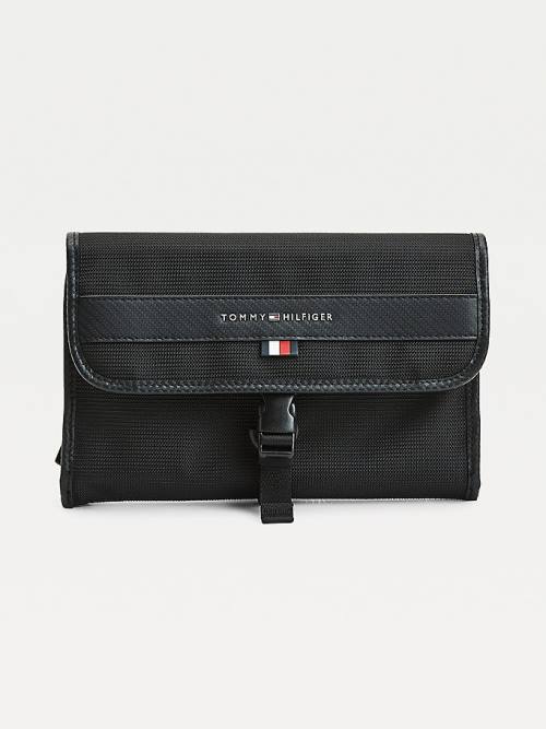 Tommy Hilfiger Elevated Metal Logo Travel Washbag Táska Férfi Fekete | TH926HPW