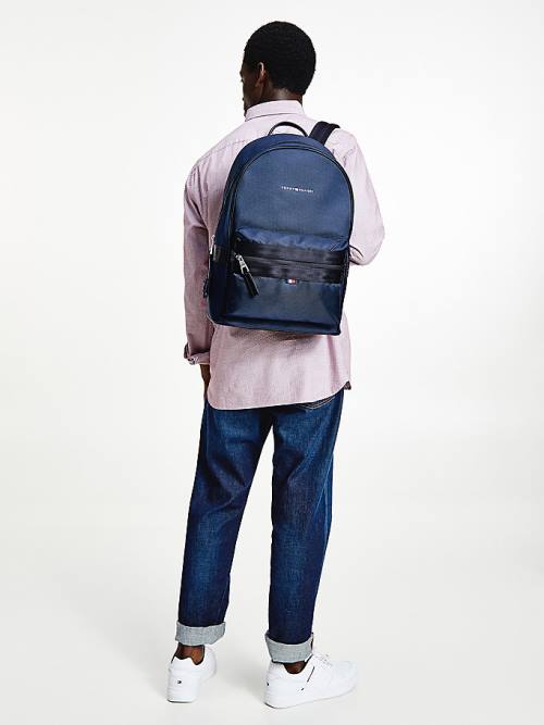 Tommy Hilfiger Elevated Modern Woven Backpack Táska Férfi Kék | TH391ZEN