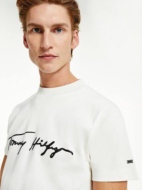 Tommy Hilfiger Elevated Signature Organic Pamut Póló Férfi Fehér | TH182LRS