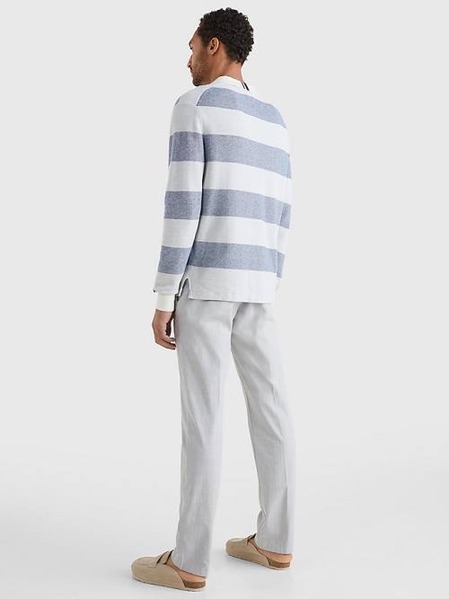 Tommy Hilfiger Elevated Stripe Rugby Shirt Pulóverek Férfi Szürke | TH578LCM