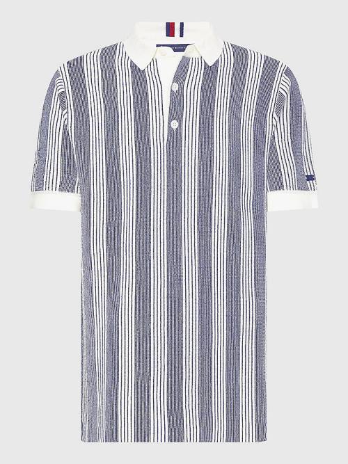 Tommy Hilfiger Elevated Vertical Stripe Polo Pulóverek Férfi Fehér | TH510VIE