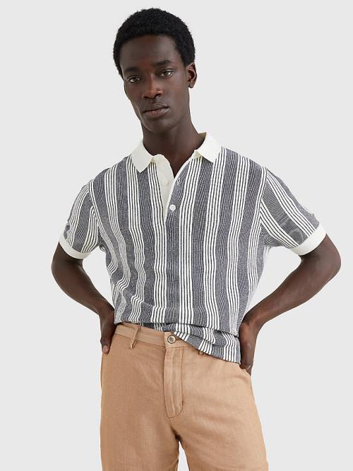 Tommy Hilfiger Elevated Vertical Stripe Polo Pulóverek Férfi Fehér | TH510VIE