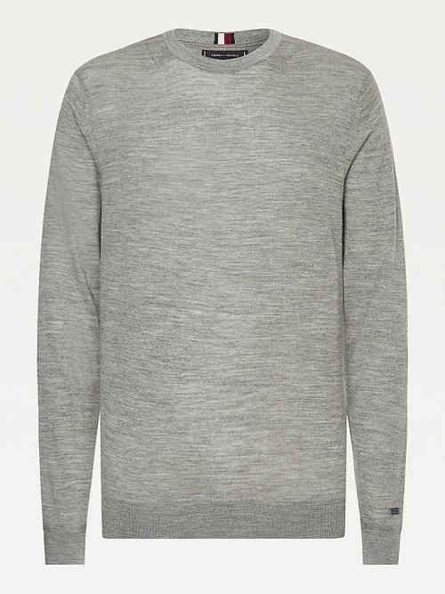 Tommy Hilfiger Elevated Wool Silk Jumper Pulóverek Férfi Szürke | TH635QIZ