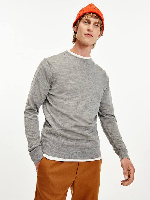 Tommy Hilfiger Elevated Wool Silk Jumper Pulóverek Férfi Szürke | TH635QIZ