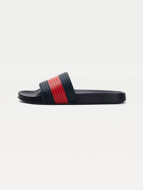 Tommy Hilfiger Embossed Flag Pool Slides Szandál Férfi Kék | TH450XWJ