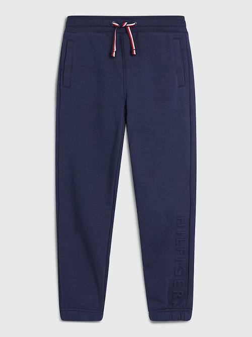 Tommy Hilfiger Embossed Logo Joggers Nadrág Fiú Kék | TH293UIJ