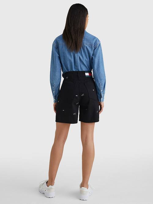 Tommy Hilfiger Embroidery Denim Mom Rövidnadrág Női Denim | TH930NOA