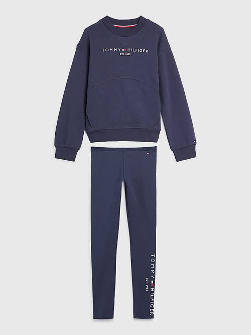 Tommy Hilfiger Essential And Leggings Set Pulóver Lány Kék | TH680MGX