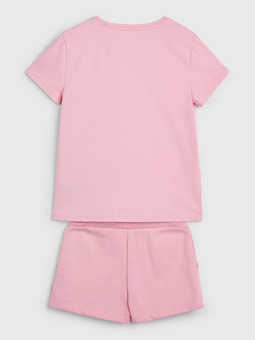 Tommy Hilfiger Essential And Shorts Set Pulóver Lány Rózsaszín | TH820LBO