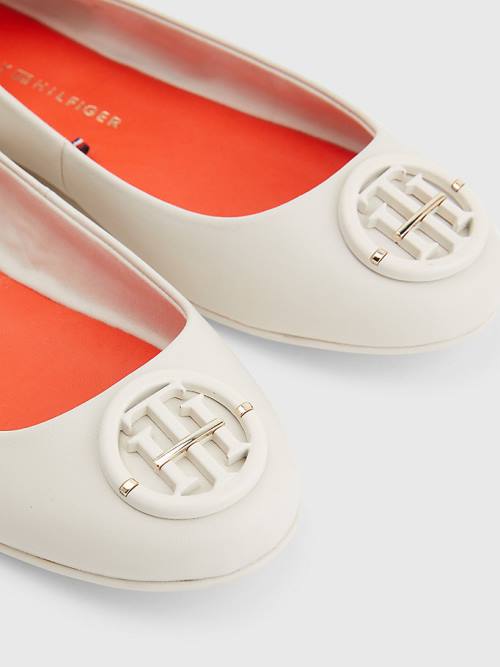 Tommy Hilfiger Essential Bőr Balerina Cipő Női Bézs | TH107YUP