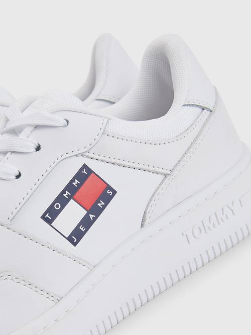 Tommy Hilfiger Essential Bőr Basket Tornacipő Női Fehér | TH936ZVN