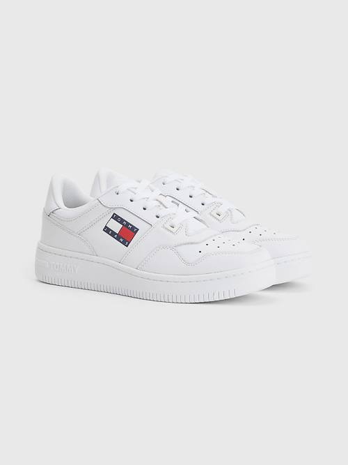 Tommy Hilfiger Essential Bőr Basket Tornacipő Női Fehér | TH936ZVN