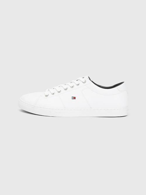 Tommy Hilfiger Essential Bőr Csipke-Up Tornacipő Férfi Fehér | TH319LQE