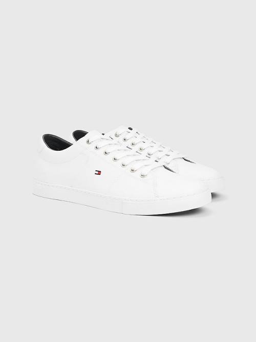 Tommy Hilfiger Essential Bőr Csipke-Up Tornacipő Férfi Fehér | TH319LQE