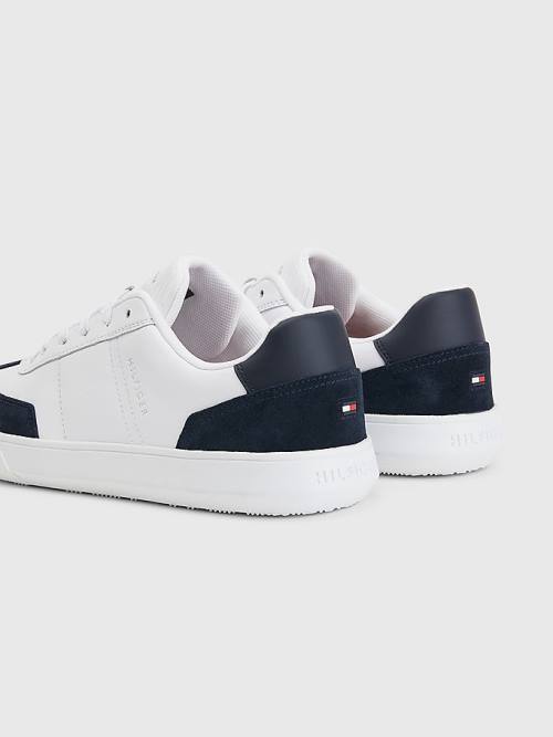 Tommy Hilfiger Essential Bőr Cupsole Tornacipő Férfi Fehér | TH173ROD