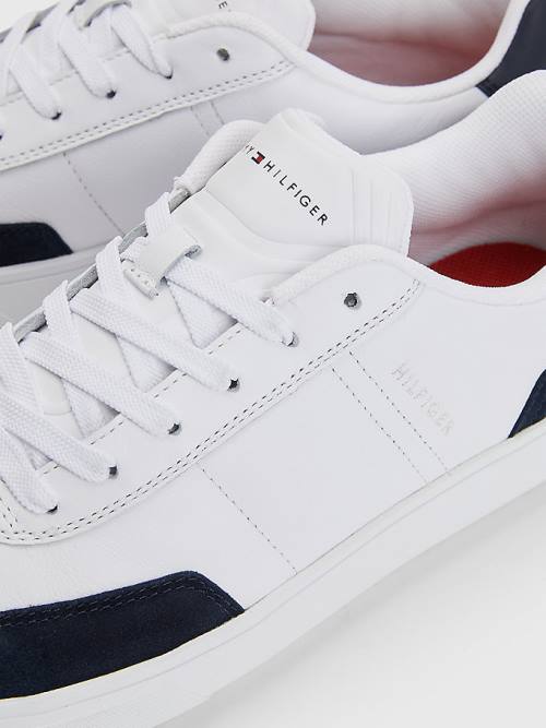 Tommy Hilfiger Essential Bőr Cupsole Tornacipő Férfi Fehér | TH173ROD