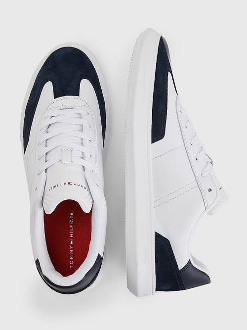 Tommy Hilfiger Essential Bőr Cupsole Tornacipő Férfi Fehér | TH173ROD