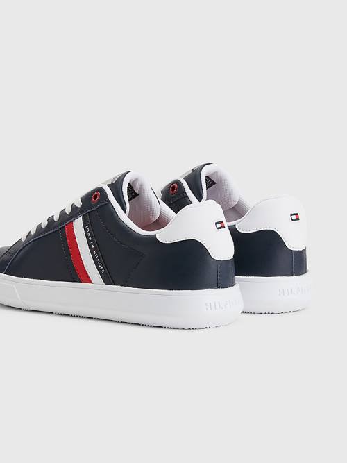 Tommy Hilfiger Essential Bőr Cupsole Tornacipő Férfi Kék | TH412CBR