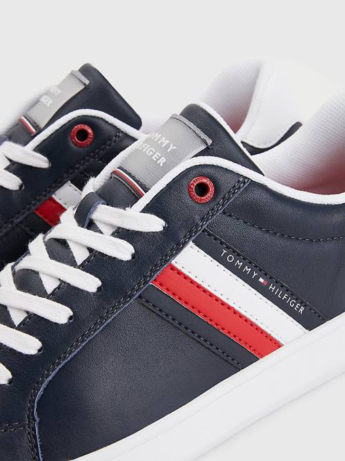 Tommy Hilfiger Essential Bőr Cupsole Tornacipő Férfi Kék | TH412CBR