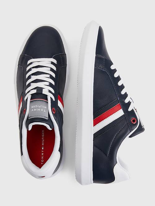 Tommy Hilfiger Essential Bőr Cupsole Tornacipő Férfi Kék | TH412CBR