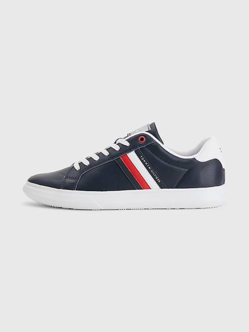 Tommy Hilfiger Essential Bőr Cupsole Tornacipő Férfi Kék | TH412CBR