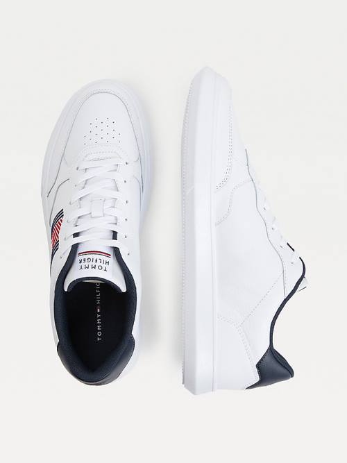 Tommy Hilfiger Essential Bőr Cupsole Tornacipő Férfi Fehér | TH648TRD