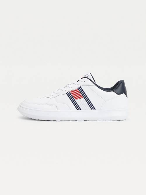 Tommy Hilfiger Essential Bőr Cupsole Tornacipő Férfi Fehér | TH648TRD