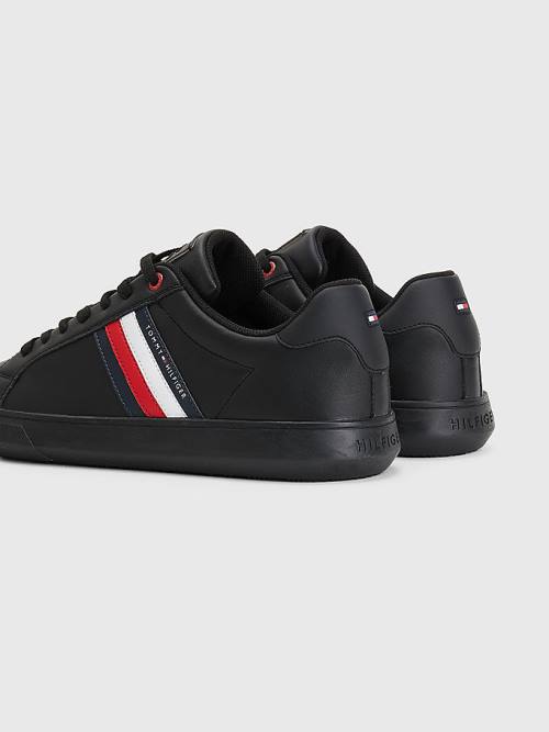 Tommy Hilfiger Essential Bőr Cupsole Tornacipő Férfi Fekete | TH695QRO