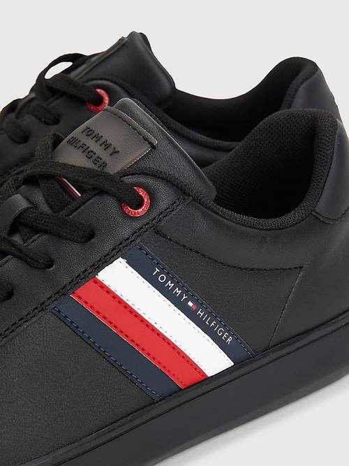 Tommy Hilfiger Essential Bőr Cupsole Tornacipő Férfi Fekete | TH695QRO