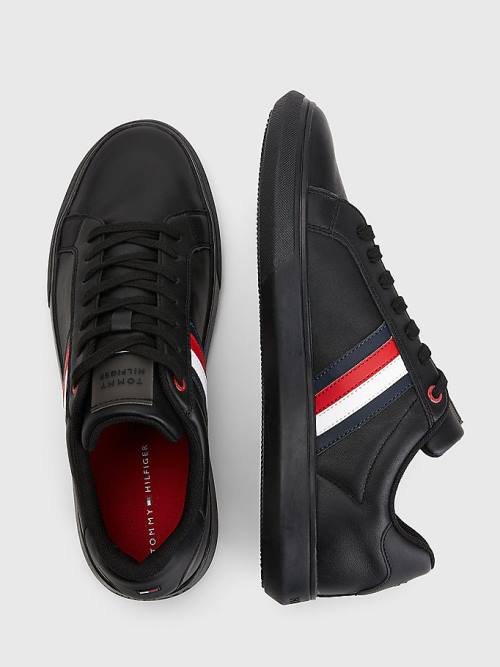 Tommy Hilfiger Essential Bőr Cupsole Tornacipő Férfi Fekete | TH695QRO