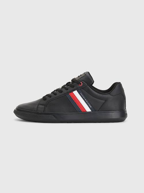 Tommy Hilfiger Essential Bőr Cupsole Tornacipő Férfi Fekete | TH695QRO