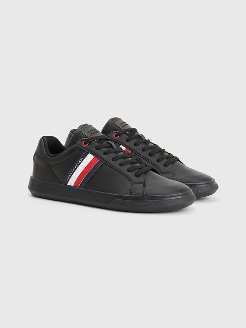 Tommy Hilfiger Essential Bőr Cupsole Tornacipő Férfi Fekete | TH695QRO