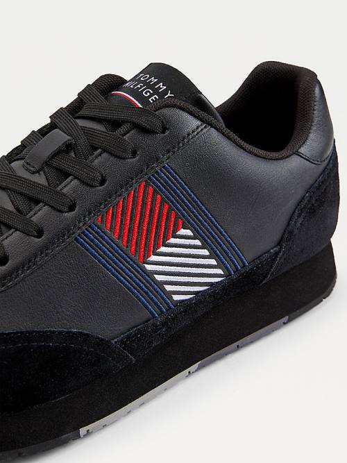 Tommy Hilfiger Essential Bőr Flag Runner Tornacipő Férfi Fekete | TH725DOR