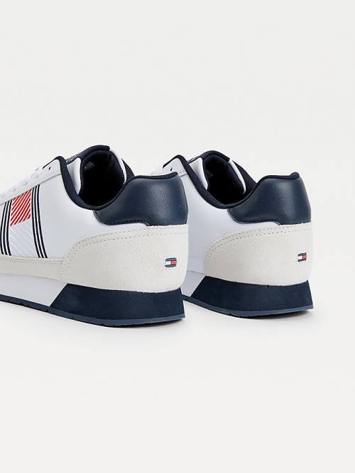 Tommy Hilfiger Essential Bőr Flag Runner Tornacipő Férfi Fehér | TH963MEN