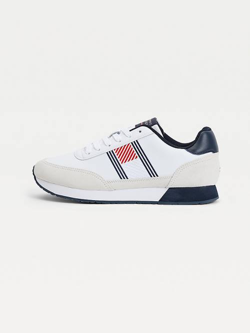 Tommy Hilfiger Essential Bőr Flag Runner Tornacipő Férfi Fehér | TH963MEN