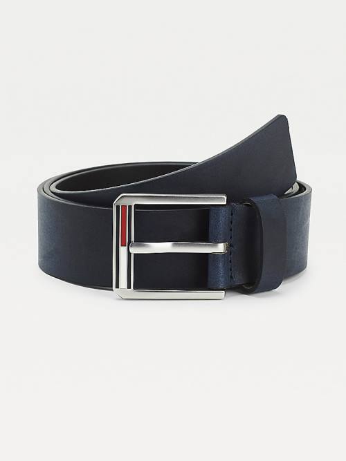 Tommy Hilfiger Essential Bőr Flag Öv Férfi Kék | TH415JZC